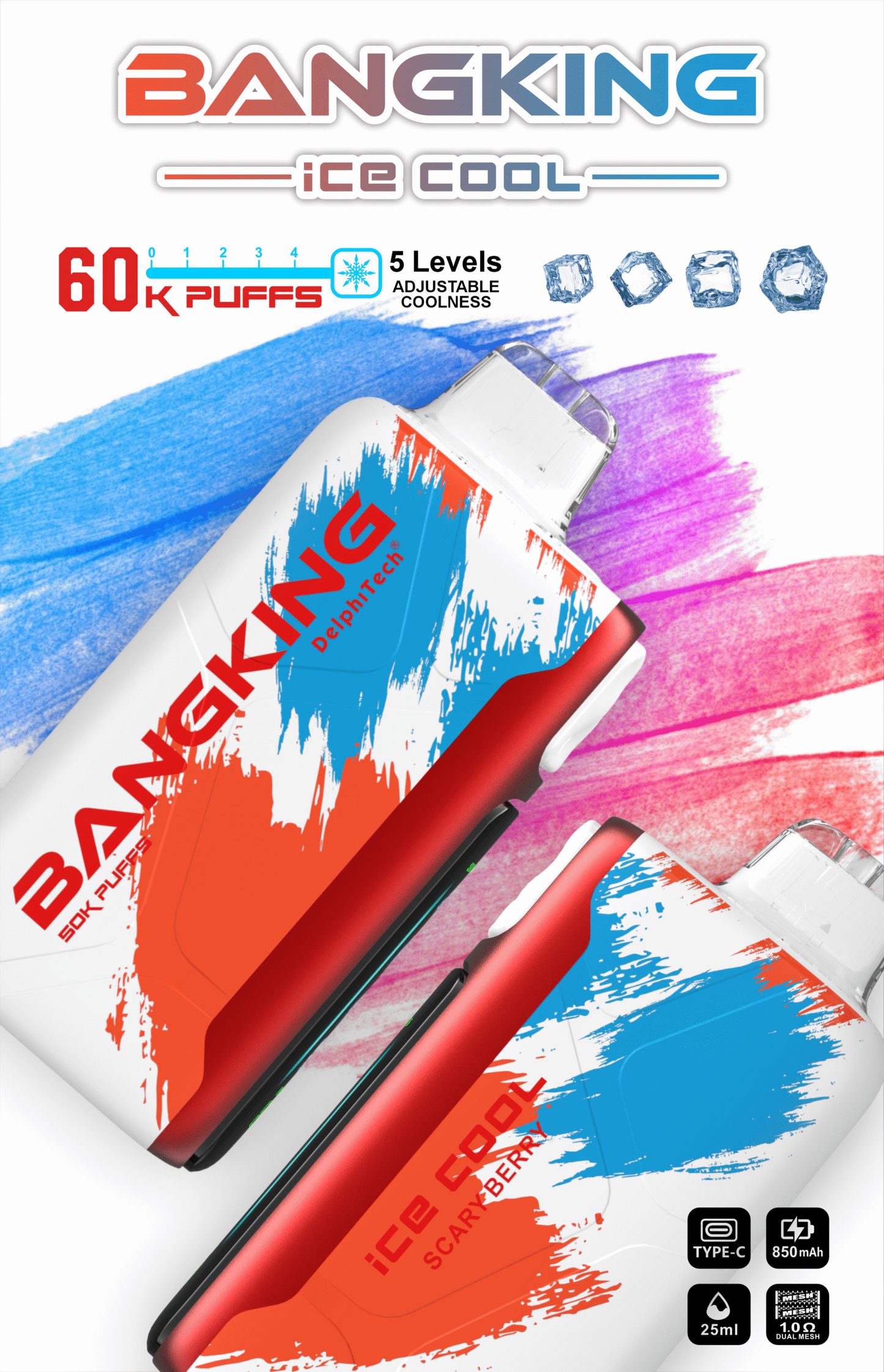 Bang king 60000口-5檔可調冰度 一次性拋棄式/一次性電子煙-新品上市