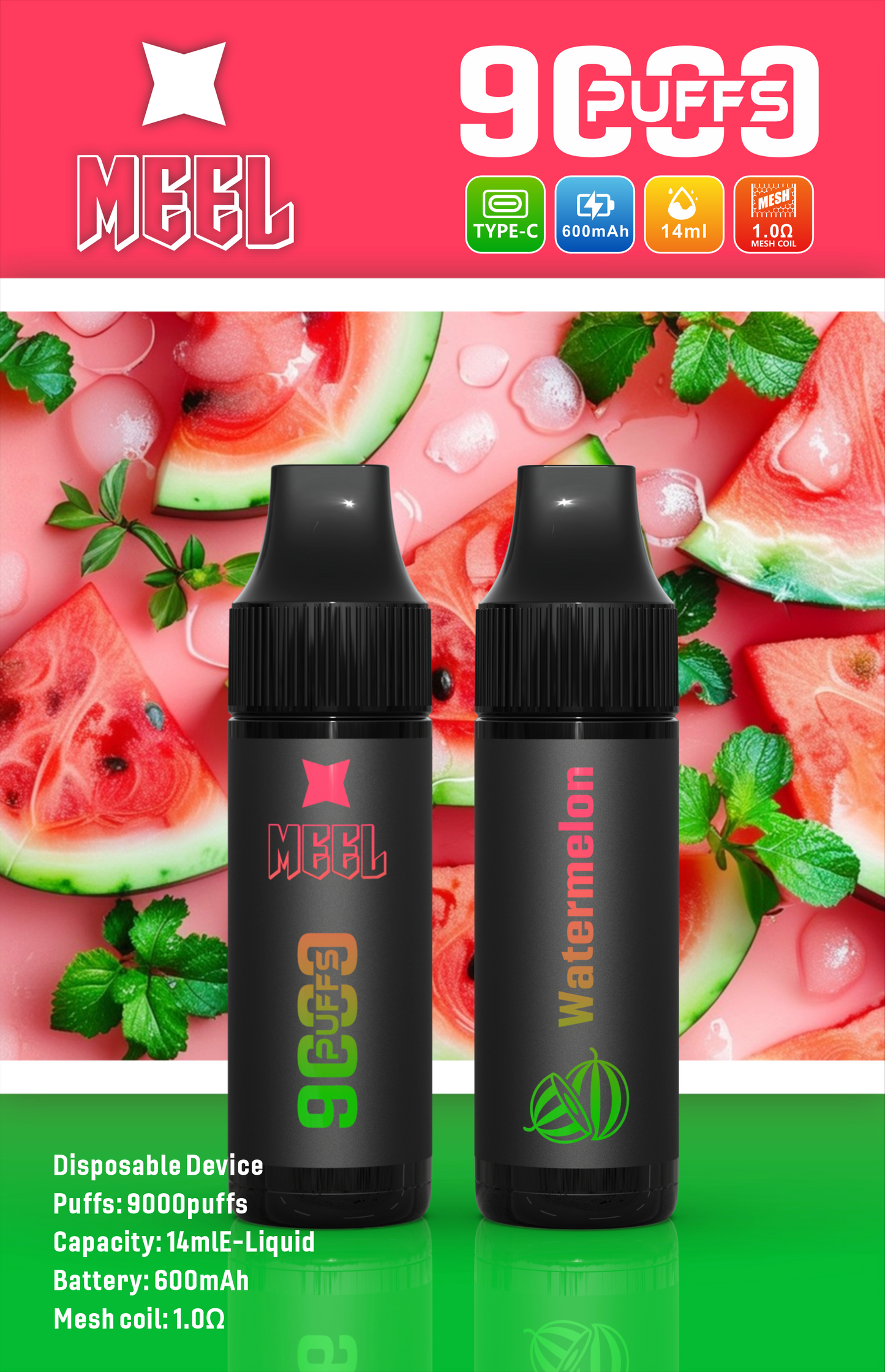 【新品上市】MEEL拋棄式/一次性 9000口  可充電 台灣現貨