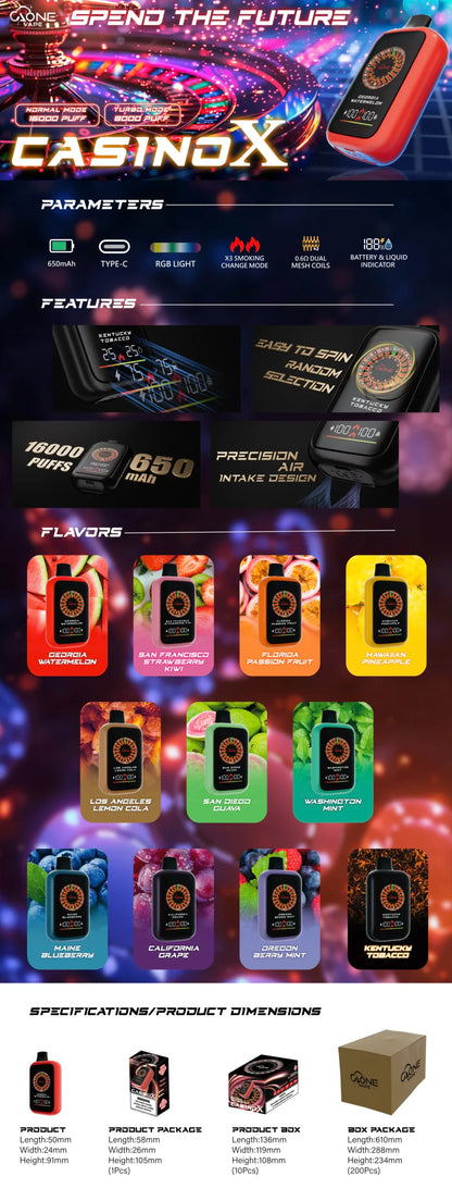 台灣現貨-賭場一次性電子煙/AONE VAPE – CasinoX 16000口拋棄式