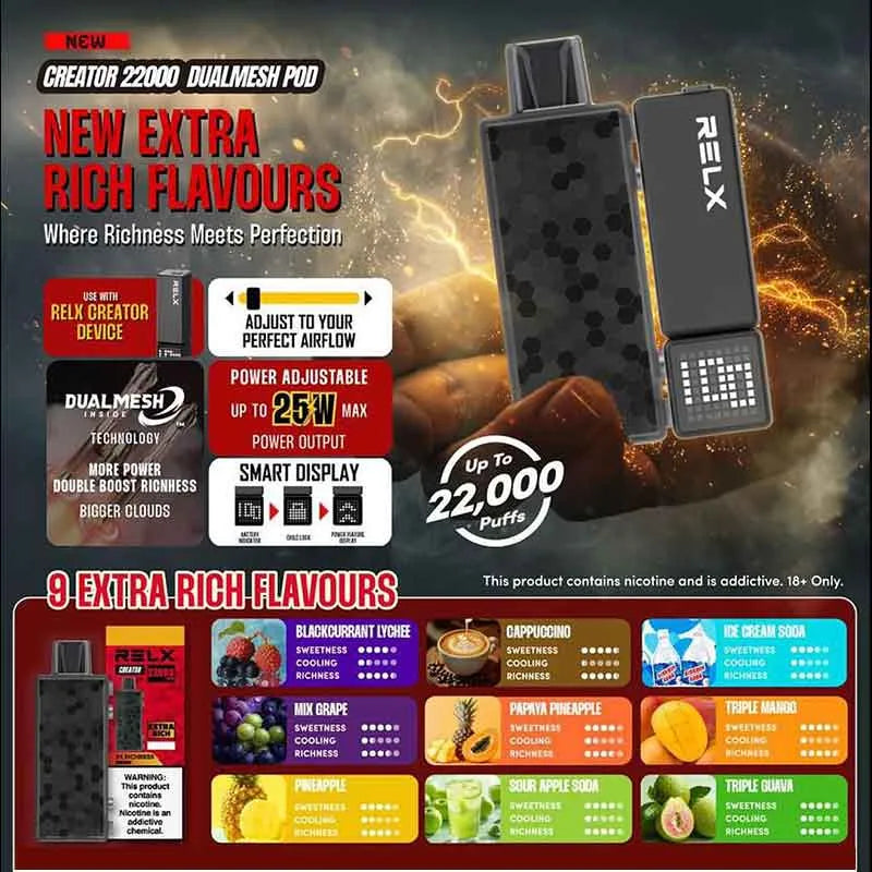 限時活動-買3盒煙彈+$100送主機/正品悅刻積木樂高 RELX Creator 22000口｜智能顯示・可調功率・長效續航-台灣現貨